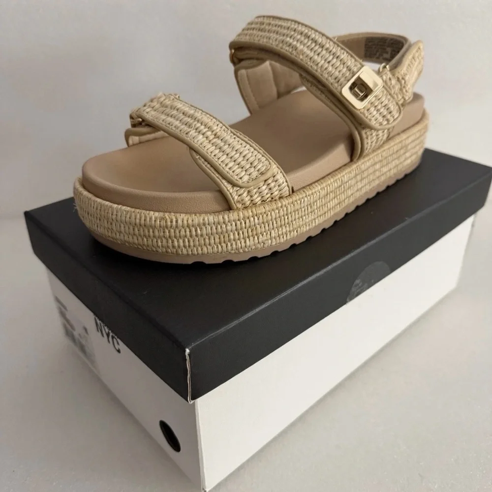 Madden NYC Beige Braided Espadrille Platform Sandal - Picture 1 of 11